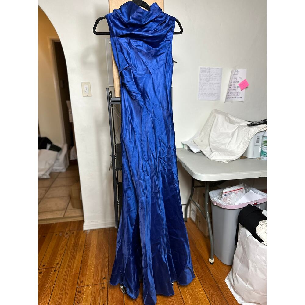 STAUD Frida Silk Dress Deep Sea 0